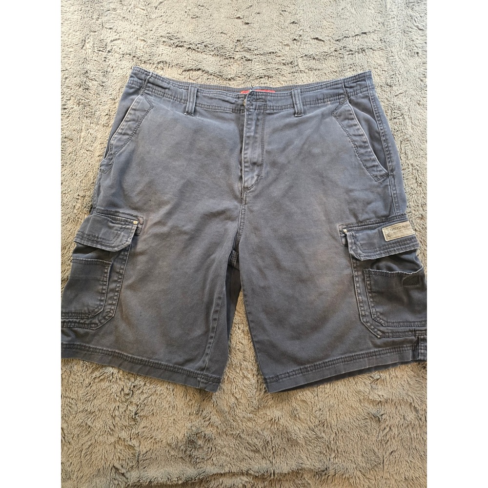 Unionbay Mens Cargo Shorts fade blue Cotton Blend Utility Pockets Size 38